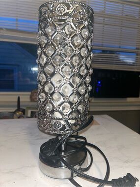 Elegant Crystal Accent Lamp - Silver and Clear